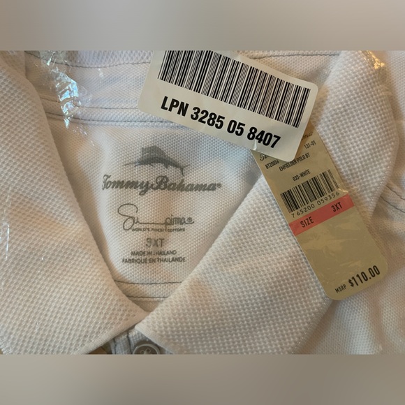 Tommy Bahama Emfielder Supima White Polo Shirt Size 3XT - Picture 2 of 4